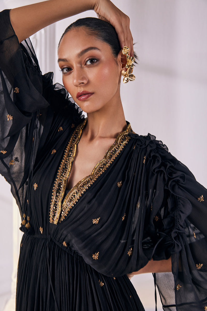 Black Chiffon Kaftan Dress
