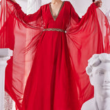 Embroidered Royal Georgette Long Kaftan