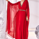 Embroidered Royal Georgette Long Kaftan