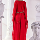 Embroidered Royal Georgette Long Kaftan