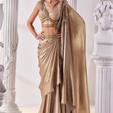 Metallic Gold Drape Saree Set