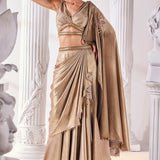Metallic Gold Drape Saree Set