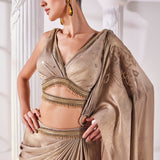 Metallic Gold Drape Saree Set