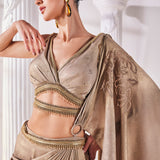 Metallic Gold Drape Saree Set