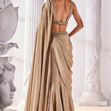 Metallic Gold Drape Saree Set
