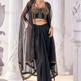 Black Draped Skirt Set