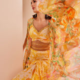 Chiffon Yellow Printed Skirt Set