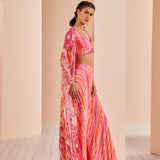 Pink Printed Chiffon Sharara Set