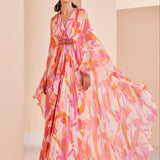 Printed Chiffon Asymmetrical Kaftan