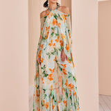 Sage Printed Halter Neck Jumpsuit