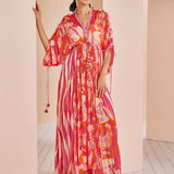 Red Petunia Pink Printed Kaftan