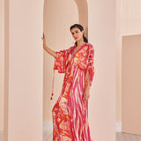 Red Petunia Pink Printed Kaftan