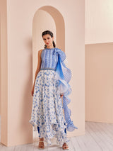 Blue periwinkle floral kurta Set