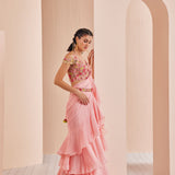 Chiffon Solid Saree With Embroidered Blouse
