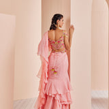 Chiffon Solid Saree With Embroidered Blouse