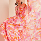 Printed Chiffon Asymmetrical Kaftan