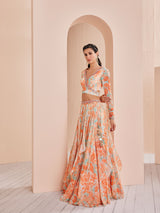 Chiffon printed lehenga Set