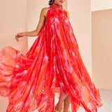 Printed Chiffon High-low Dress