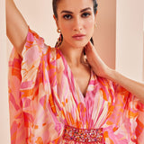 Printed Chiffon Asymmetrical Kaftan