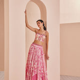 Printed Chiffon Lehenga Set