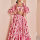Printed Chiffon Lehenga Set