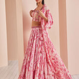 Printed Chiffon Lehenga Set
