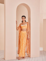 Orange pancy daisy skirt Set