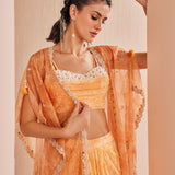 Orange Pansy Daisy Skirt Set