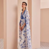 Blue Periwinkle Floral Embroidered Kaftan