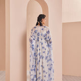 Blue Periwinkle Floral Embroidered Kaftan