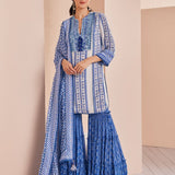 Blue Periwinkle Border Kurta Set