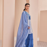 Blue Periwinkle Border Kurta Set