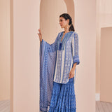 Blue Periwinkle Border Kurta Set