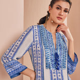 Blue Periwinkle Border Kurta Set