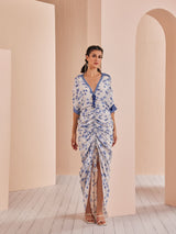 Blue periwinkle floral rushed kaftan