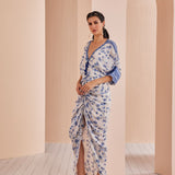 Blue Periwinkle Floral Ruched Kaftan