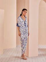 Blue periwinkle floral rushed kaftan