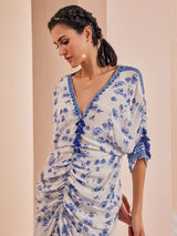 Blue periwinkle floral rushed kaftan