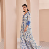 Blue Periwinkle Floral Asymmetric Kurta Set