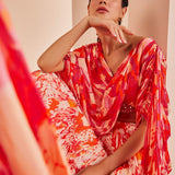 Printed Chiffon Tiered Lehenga Set