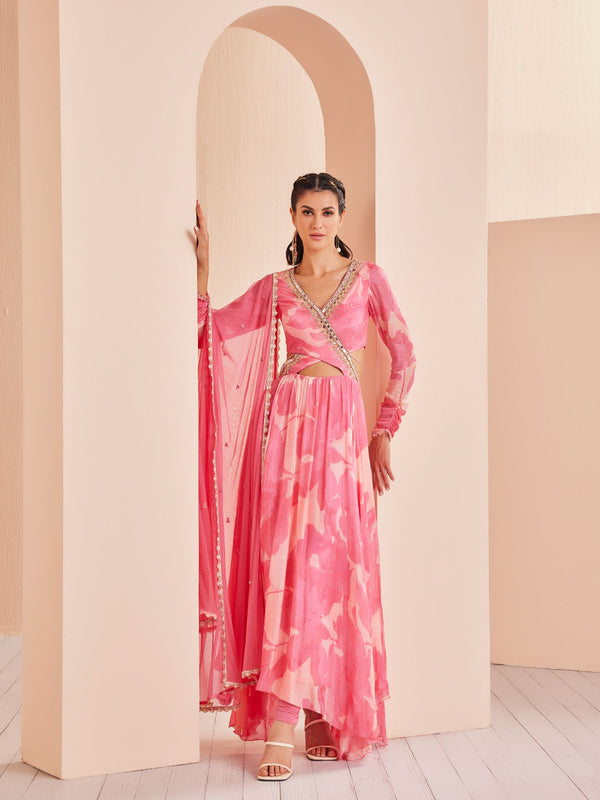 Hand embroidered cutout Anarkali Set