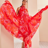 Printed Chiffon High-low Dress