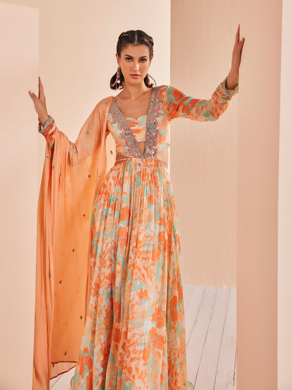 Chiffon Embroidered Anarkali Set