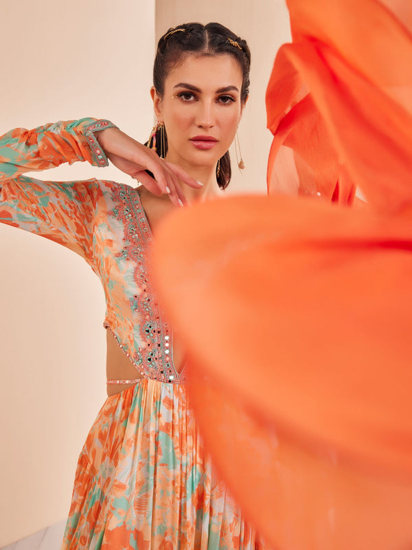 Chiffon Embroidered Anarkali Set