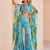 Printed Chiffon Embroidered Paneled Sharara Set