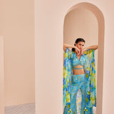 Printed Chiffon Embroidered Paneled Sharara Set