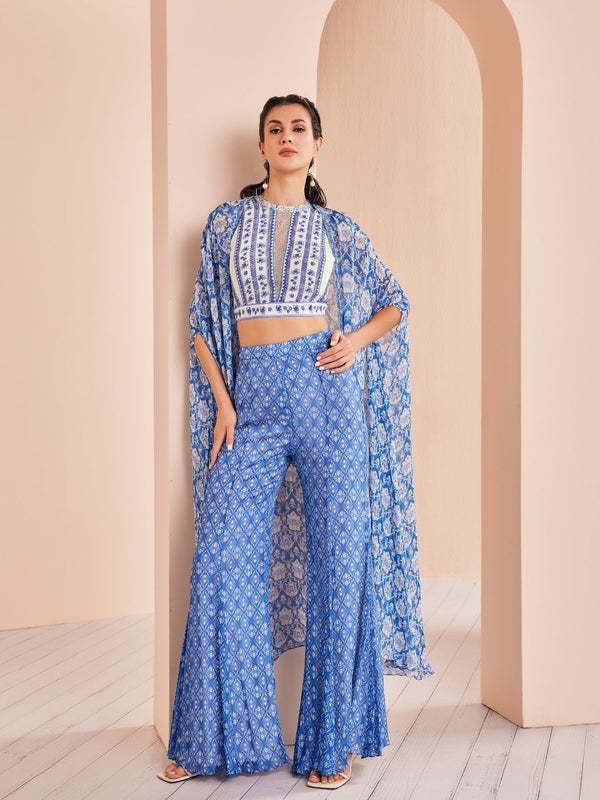 Blue printed sharara Set