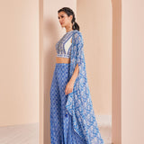 Blue Printed Sharara Set