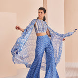 Blue Printed Sharara Set