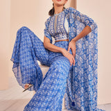 Blue Printed Sharara Set